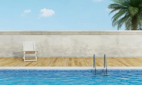 Swimming pool  with deckchair Stock Illustration