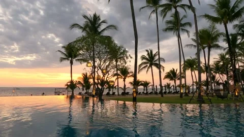 Swimming pool Deep blue sea water surface reflection Video stock 149649850