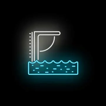 Swimming pool diving board neon light sign icon Stock Illustration