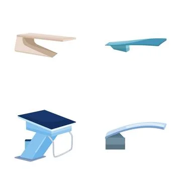 Swimming pool diving boards and starting blocks collection Stockillustratie