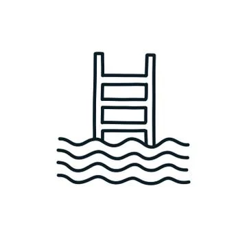 Swimming pool doodle icon, vector line illustration Stock Illustration