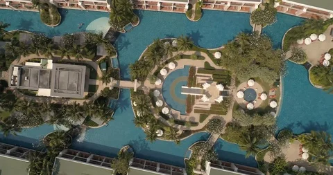 Swimming Pool Drone FLAT PROFILE 4k Stock Footage 87486733