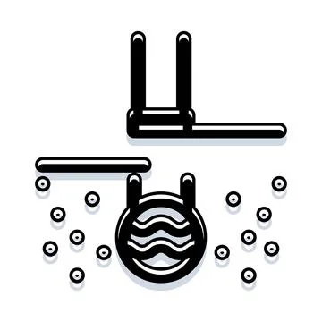 Swimming pool elements with diving board and ladder Stock Illustration