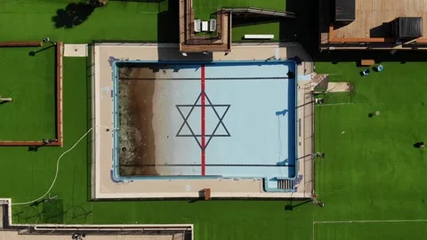 Swimming pool with the flag of israel Stock Footage 149339573