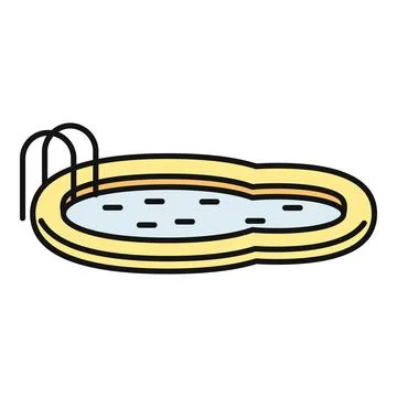 Swimming pool flat design icon showing water and ladder Stock Illustration