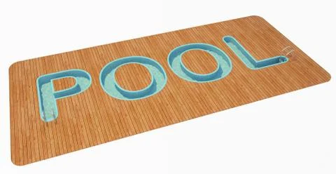 Swimming pool in the form of text 3d rendering Illustrazione stock