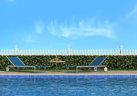 Swimming pool in the garden Illustrazione stock