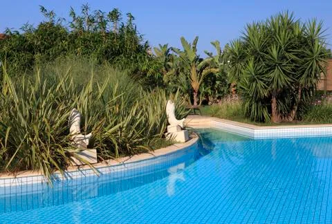 Swimming pool at the hotel. 스톡 사진