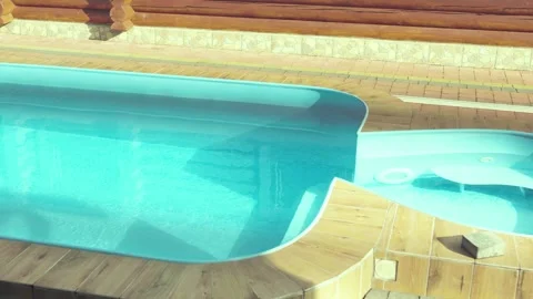 Swimming pool at house landscape. Stock Footage 313828191