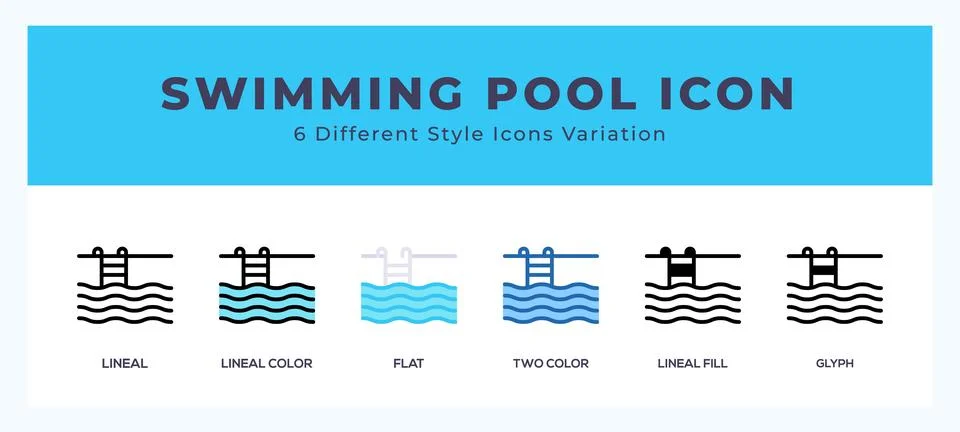 Swimming pool icon set with different styles. Vector illustration. イラスト素材