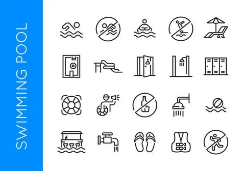 Swimming Pool Icon Set Stock Illustration