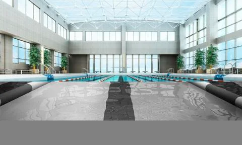 Swimming pool interior 3d render image Illustrazione stock