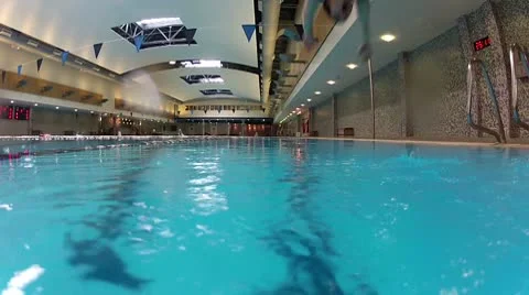 Swimming pool jump Stock Footage 10734465
