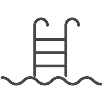 Swimming pool ladder icon with vector water wave Stock Illustration