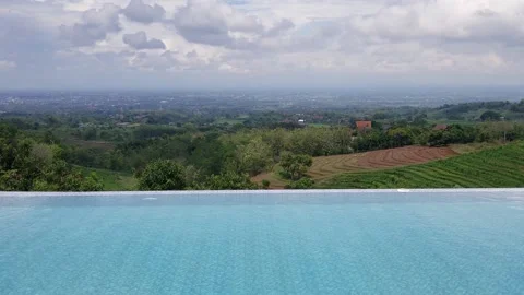 Swimming pool with landscape view Stock Footage 218229173