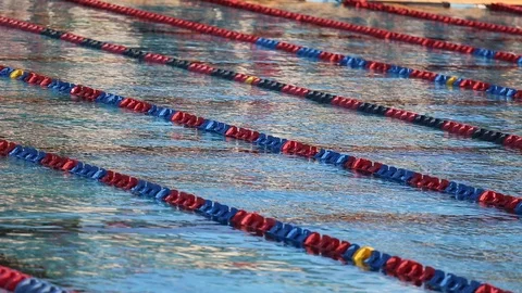 Swimming pool with lane lines 스톡 동영상 113519765