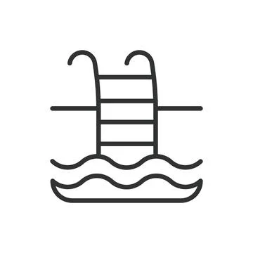 Swimming pool, in line design. Swimming, pool, water, swimming, outdoor pool Stock Illustration