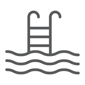 Swimming Pool line icon, diving and underwater Stock Illustration
