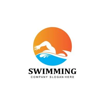 Swimming pool logo vector icon, swimmer athlete, concept inspiration Stockillustratie