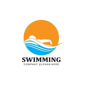 Swimming pool logo vector icon, swimmer athlete, concept inspiration Stockillustratie