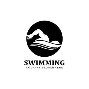 Swimming pool logo vector icon, swimmer athlete, concept inspiration Stockillustratie