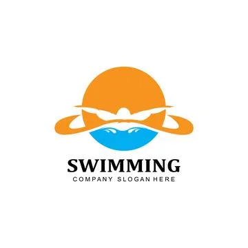 Swimming pool logo vector icon, swimmer athlete, concept inspiration Stockillustratie