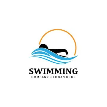Swimming pool logo vector icon, swimmer athlete, concept inspiration Illustration