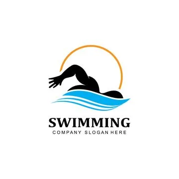 Swimming pool logo vector icon, swimmer athlete, concept inspiration Stockillustratie