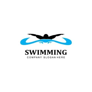 Swimming pool logo vector icon, swimmer athlete, concept inspiration Stockillustratie