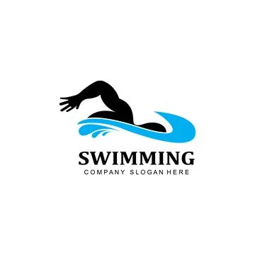 Swimming pool logo vector icon, swimmer athlete, concept inspiration Stockillustratie