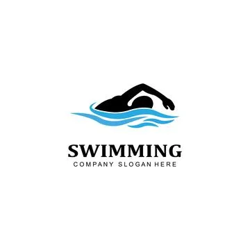 Swimming pool logo vector icon, swimmer athlete, concept inspiration Stockillustratie