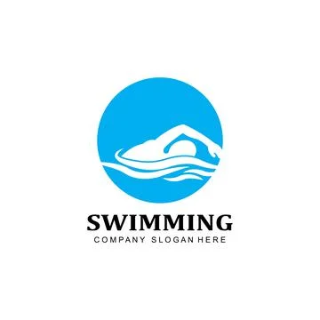 Swimming pool logo vector icon, swimmer athlete, concept inspiration Stockillustratie