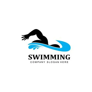 Swimming pool logo vector icon, swimmer athlete, concept inspiration Illustration