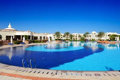 The swimming pool at luxury hotel, Sharm el Sheikh, Egypt Stock Photos