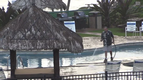 Swimming pool maintenance Stock Footage 35175755