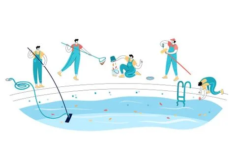 Swimming pool maintenance Stock Illustration