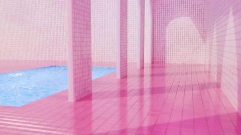 Swimming Pool minimalism animation. Bright pink colors, vaporwave Vídeos de archivo 279596754