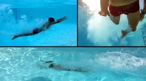 Swimming pool, montage Video stock 33355359