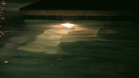 Swimming pool by night 4 Stock Footage