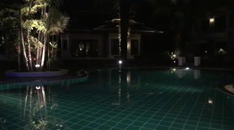 Swimming pool at night Stock Footage 38240714