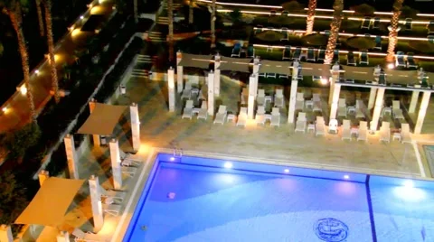 Swimming pool  at the night Stock Footage 42657570