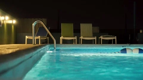 Swimming Pool at Night Stock Footage 94230098