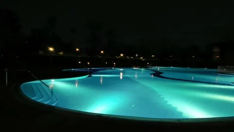 The swimming pool at night. Stock Footage 165133725