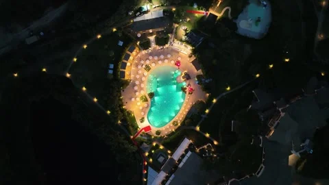 Swimming pool at night Stock Footage 284933994