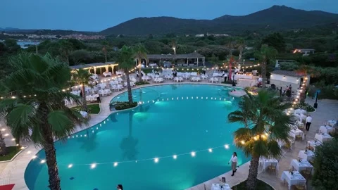 Swimming pool at night Stock Footage 284934003