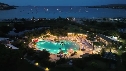 Swimming pool at night Stock Footage 284934085