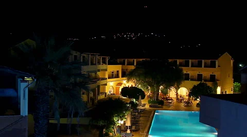 Swimming pool in the night hotel Video stock 68922788