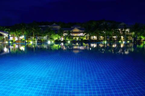 Swimming pool in night Stock Photos