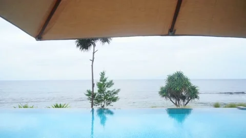Swimming pool with ocean view Vídeo Stock 149953478