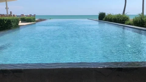 Swimming pool or infinity edge pool Stock Footage 131844159